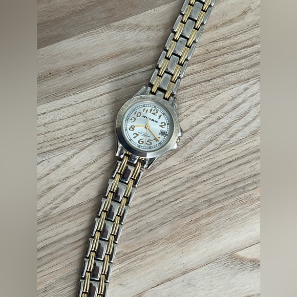 Milan Ladies Watch Two Tone Bracelet Silver Dial Date Window - Picture 5 of 11